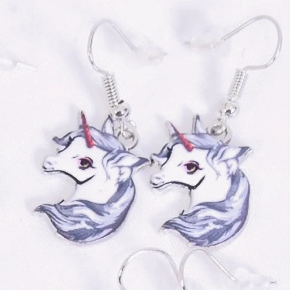 Unicorn Gold Earrings Ear Wire *Pink Pony Horse Hypoallergenic NEW